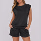 Women's Cap Sleeve Crewneck Top & Drawstring Shorts 2-Piece Set