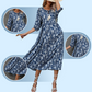 Women’s Elegant Floral Print V-Neck Long Dress