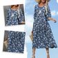 Women’s Elegant Floral Print V-Neck Long Dress