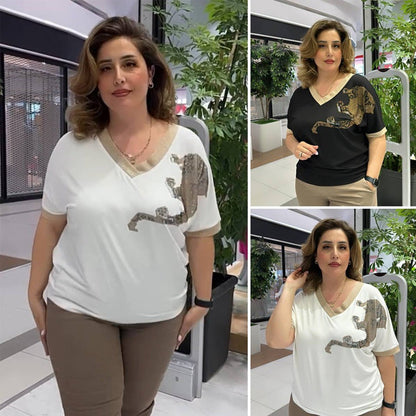 Women's Casual Elegant Printed V-Neck Top