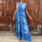 Fashion V-Neck Sleeveless Layered Ruffled Dress