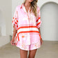 Casual Printed Short Sleeve Shirt & Shorts 2-Piece Set