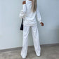 Women's Solid Color Vest & V-Neck Long Sleeve Top & Pants 3-Piece Set