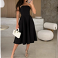 Elegant Solid Color Strapless Midi Dress