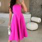 Elegant Solid Color Strapless Midi Dress