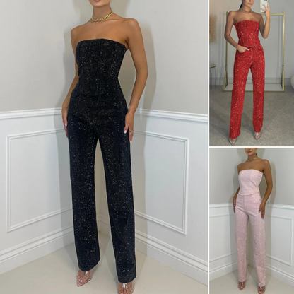 Women's Glitter Top and Pants 2-Piece Set