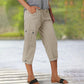 Multi-Pocket Solid Color Casual Cargo Capri Pants
