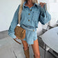 ✨Free Shipping--Early Summer New✨Women's Summer Denim Set Oversized Shirt & Skirt Shorts