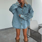 ✨Free Shipping--Early Summer New✨Women's Summer Denim Set Oversized Shirt & Skirt Shorts