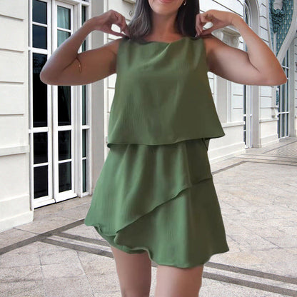 Women's Ruffle Hem Sleeveless Romper