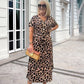 🌸2025 Hot Sale🌸Women's Leopard V-Neck Long Dress with Belt-Buy 2 Get 10% Off