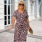🌸2025 Hot Sale🌸Women's Leopard V-Neck Long Dress with Belt-Buy 2 Get 10% Off