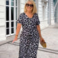 🌸2025 Hot Sale🌸Women's Leopard V-Neck Long Dress with Belt-Buy 2 Get 10% Off