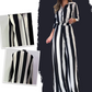 Zebra Striped Shirt + Wide Leg Pants Set