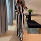 Zebra Striped Shirt + Wide Leg Pants Set