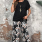 🌸Summer Specials🌸Women's Casual Floral Print Wide Leg Trousers and Short Sleeve Top Set
