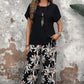 🌸Summer Specials🌸Women's Casual Floral Print Wide Leg Trousers and Short Sleeve Top Set