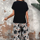 🌸Summer Specials🌸Women's Casual Floral Print Wide Leg Trousers and Short Sleeve Top Set