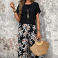 🌸Summer Specials🌸Women's Casual Floral Print Wide Leg Trousers and Short Sleeve Top Set
