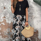 🌸Summer Specials🌸Women's Casual Floral Print Wide Leg Trousers and Short Sleeve Top Set