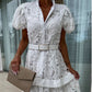 Women's Retro Short Sleeve Hollow Out Lace Dress