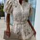 Women's Retro Short Sleeve Hollow Out Lace Dress