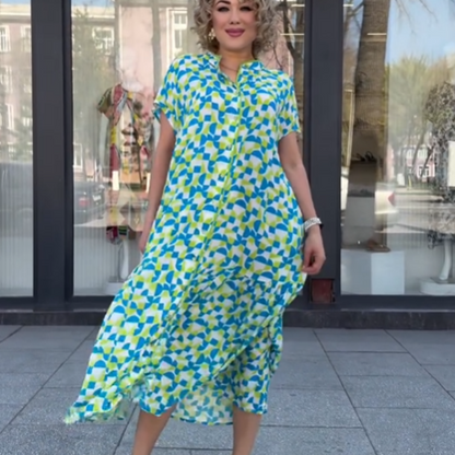 Women’s Loose Fit Geo Print Shirt Dress