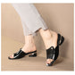 Women's chunky heel soft leather fish mouth sandals