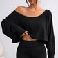 Women's Long Sleeve Oversized Loose Off The Shoulder Crop Tops