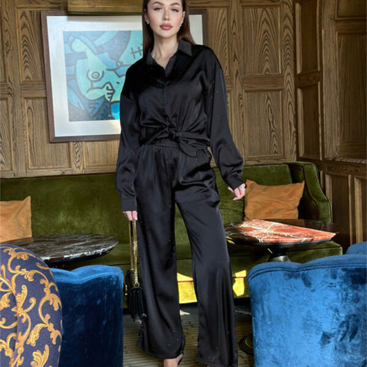 Women's Elegant Top & Wide Leg Pants Set