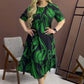 Elegant Round Neck Printed Flowy Dress