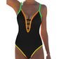 Women's Glamour Colorful Spaghetti Strap One-Piece Swimsuit