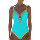 Women's Glamour Colorful Spaghetti Strap One-Piece Swimsuit