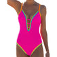 Women's Glamour Colorful Spaghetti Strap One-Piece Swimsuit