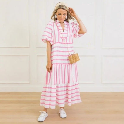 👗Women's Summer Striped Loose Casual Short Sleeve Dress