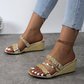 Women's Trendy Crystal-Adorned Wedge Sandals