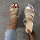 Women's Trendy Crystal-Adorned Wedge Sandals