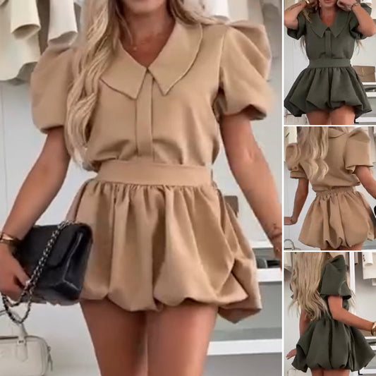 Women's Top & Mini Pleated Skirt 2-Piece Set