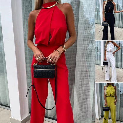 Women's Elegant Sleeveless Solid Color Jumpsuit