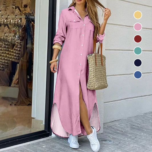 Women's Trendy Long Sleeve Shirt Dress