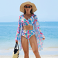 Women's Fashion Multicolor Printed Bikini Swimsuit 3 Piece Set