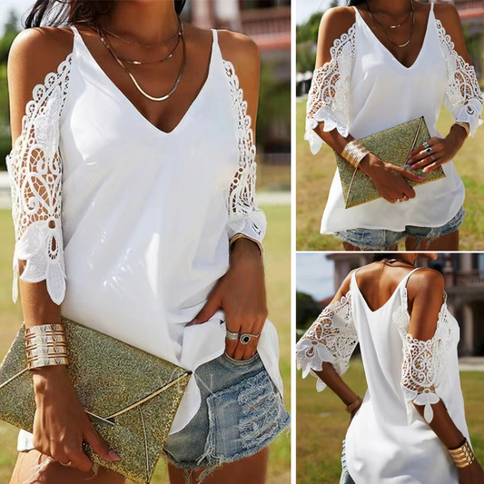 Women’s Trendy Casual Cold Shoulder V-Neck Top