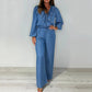 🌸Spring Specials💐Women's Tiered Long-Sleeve Tops ＆ Wide-Leg Pants Set