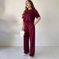 Casual Crew Neck Top & Drawstring Pants Set