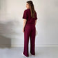 Casual Crew Neck Top & Drawstring Pants Set