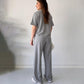 Casual Crew Neck Top & Drawstring Pants Set