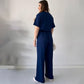 Casual Crew Neck Top & Drawstring Pants Set