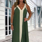 Women's V-Neck Sleeveless Color Block Maxi Dress