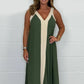 Women's V-Neck Sleeveless Color Block Maxi Dress