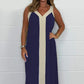 Women's V-Neck Sleeveless Color Block Maxi Dress